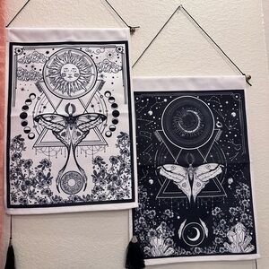 Mystical Black and White Wall Tapestry Set